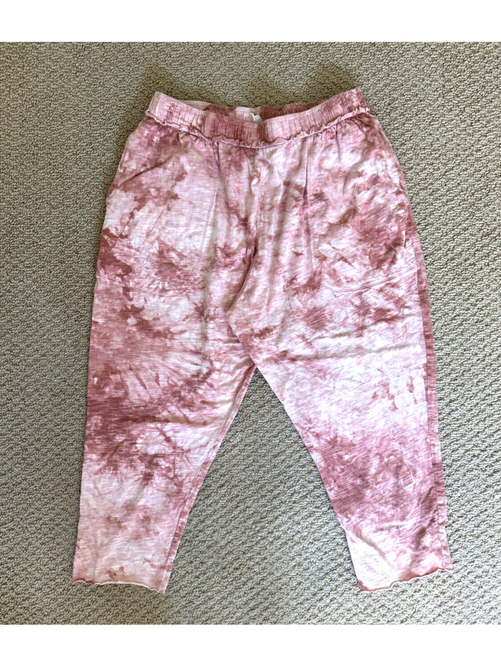 Free People Intimately Pants Women's Small Pink Tie Dye Pull On Cropped Lounge